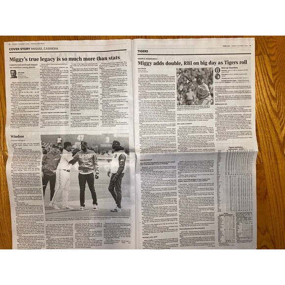 Detroit Tigers Miguel Cabrera commemorative newspaper Free Press Sports - Picture 2 of 3